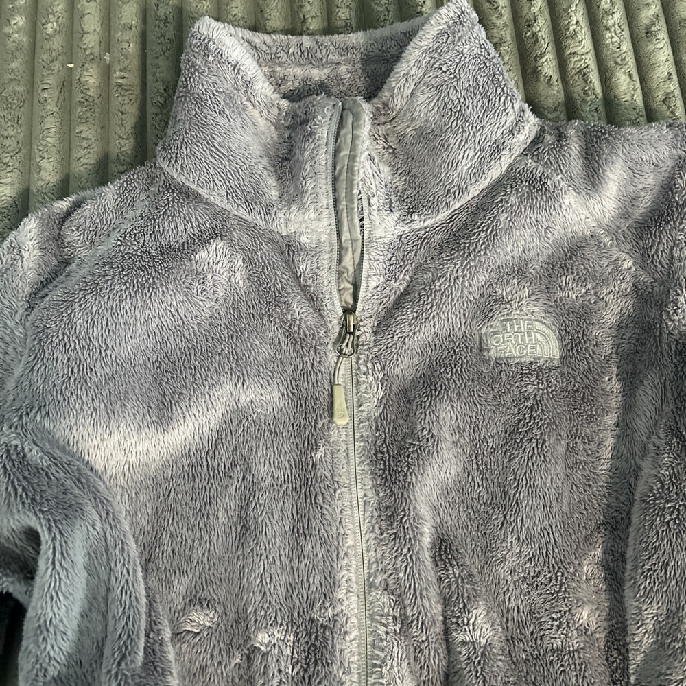 North Face Jacket Womens Medium Gray Full Zip Fleece Coat Osito B26 - Picture 3 of 8